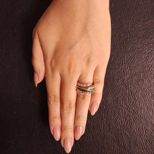 Anel Ouro 18K, Safiras E Diamantes