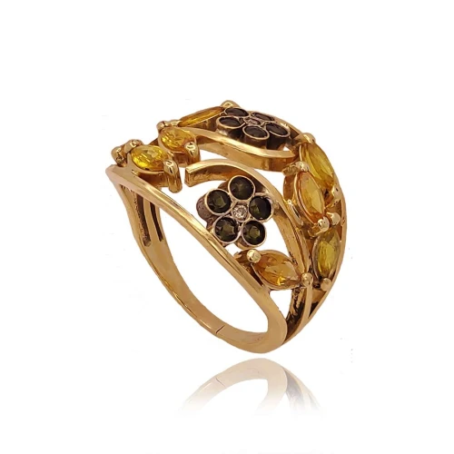 Anel Ouro 18K, Safiras, Turmalinas E Diamantes