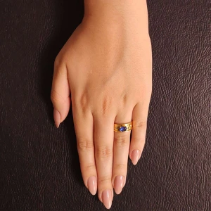 Anel Ouro 18K, Tanzanita E Diamantes