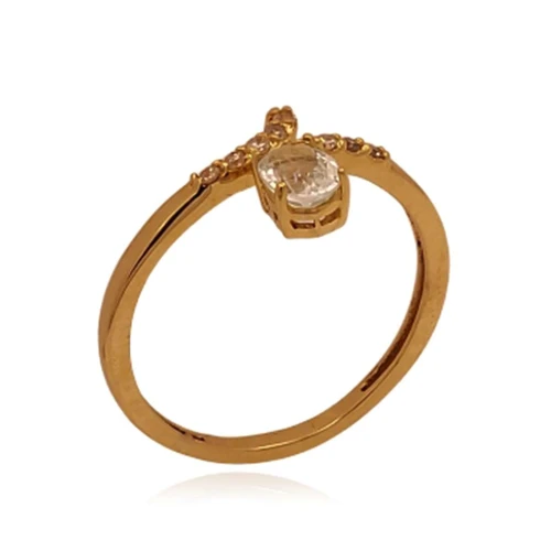 Anel Ouro 18K, Topázio e Diamantes