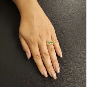 Anel Ouro 18K, Topázios, Peridotos E Diamantes