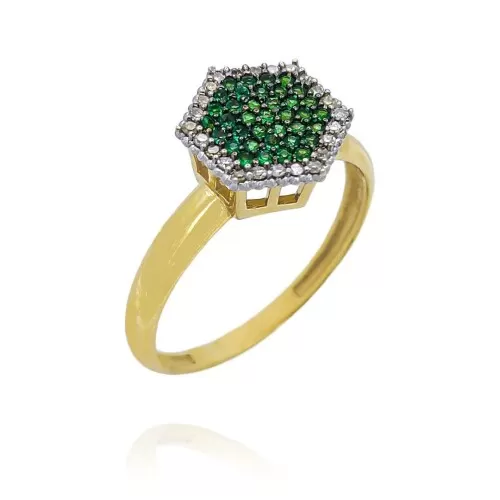 Anel Ouro 18K, Tsavoritas E Diamantes