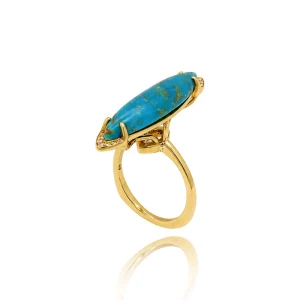 Anel Ouro 18K, Turquesa E Diamantes
