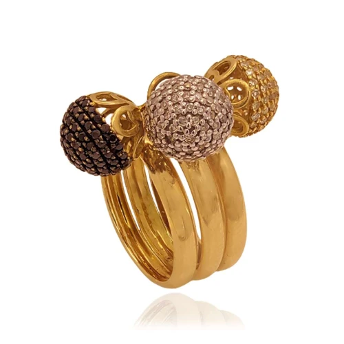 Anel Ouro 18k E Diamantes