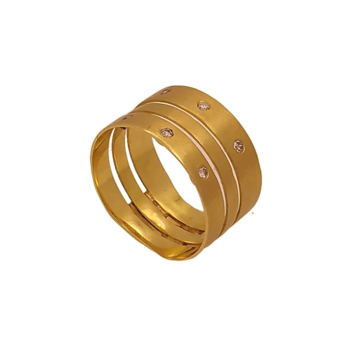 Anel Ouro 18k E Diamantes