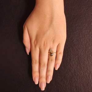 Anel Ouro 18k/Platina E Diamantes