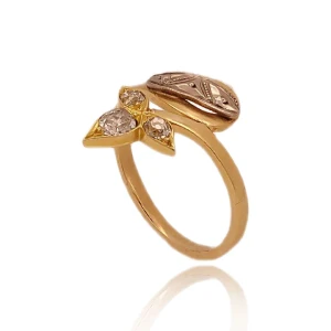 Anel Ouro 18k/Platina E Diamantes