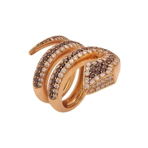 Anel Ouro 18k Rose E Diamantes