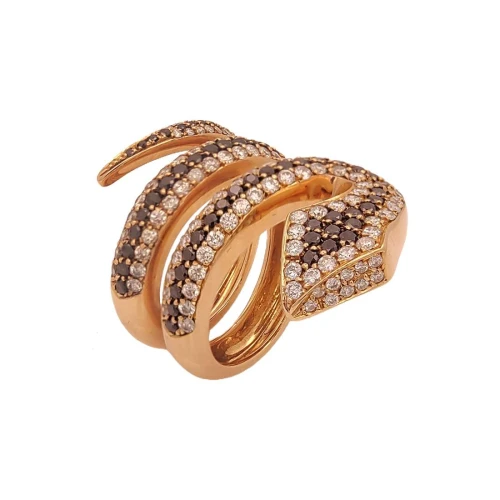 Anel Ouro 18k Rose E Diamantes