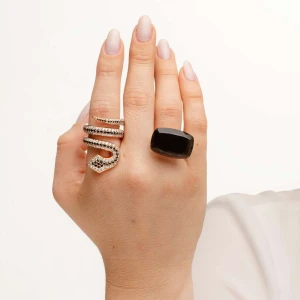 Anel Ouro 18K, Quartzo E Diamante