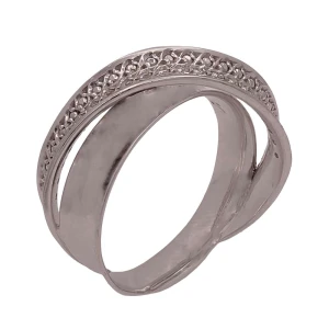 Anel Ouro Branco 18K E Diamantes