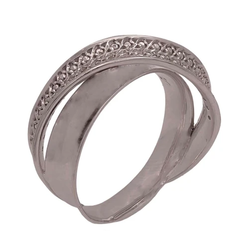 Anel Ouro Branco 18K E Diamantes