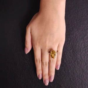 Anel Ouro Branco, Citrino E Diamantes