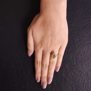 Anel Ouro Branco, Citrino E Diamantes