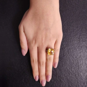 Anel Ouro Branco, Citrino E Diamantes