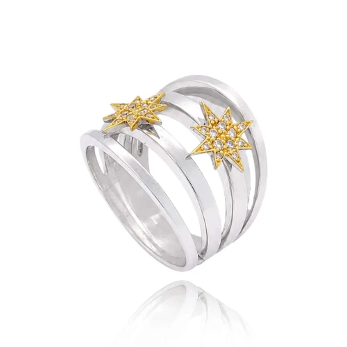 Anel Ouro Branco, Detalhes Ouro 18K E Diamantes