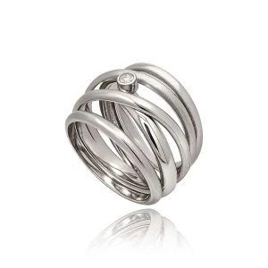 Anel Ouro Branco E Diamante