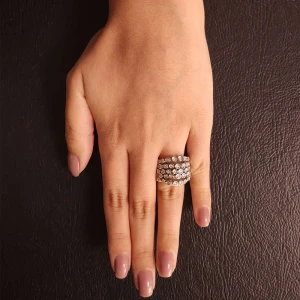 Anel Ouro Branco E Diamantes