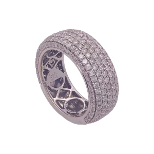 Anel Ouro Branco E Diamantes