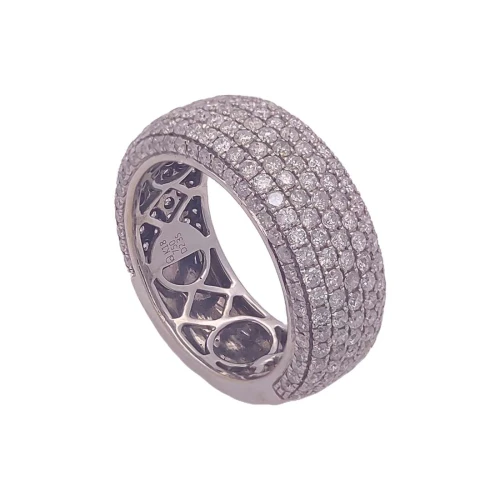 Anel Ouro Branco E Diamantes
