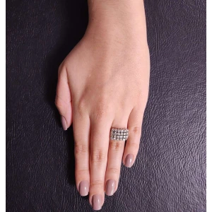 Anel Ouro Branco E Diamantes