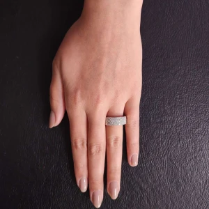 Anel Ouro Branco E Diamantes
