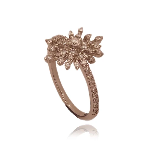 Anel Ouro Branco E Diamantes