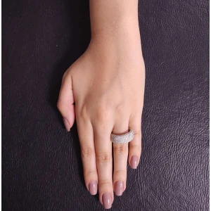 Anel Ouro Branco E Diamantes