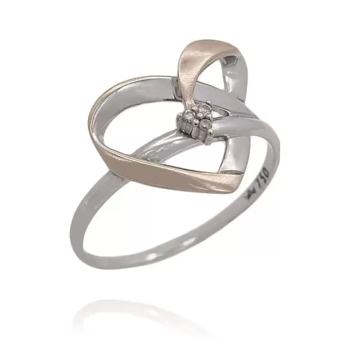 Anel Ouro Branco E Diamantes