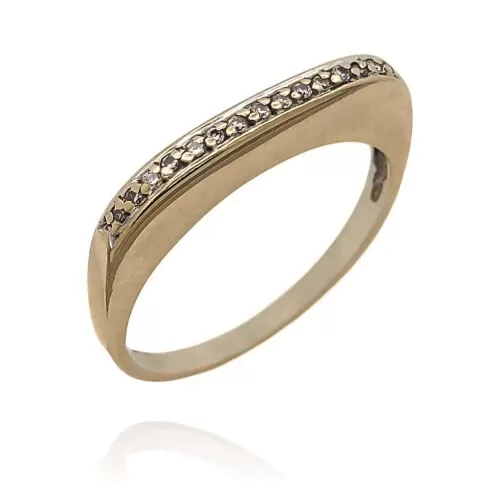 Anel Ouro Branco E Diamantes