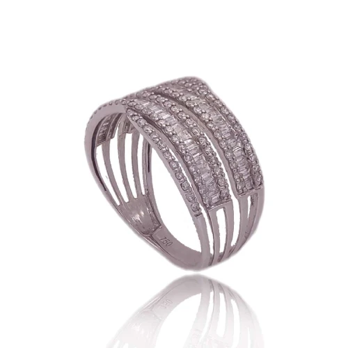 Anel Ouro Branco E Diamantes