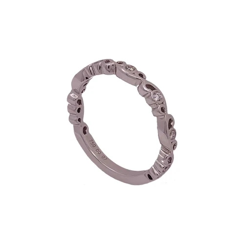 Anel Ouro Branco E Diamantes