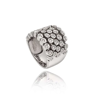 Anel Ouro Branco E Diamantes