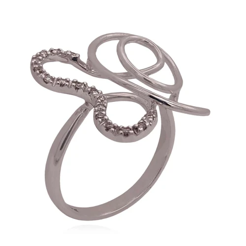 Anel Ouro Branco E Diamantes