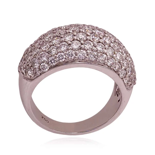 Anel Ouro Branco E Diamantes