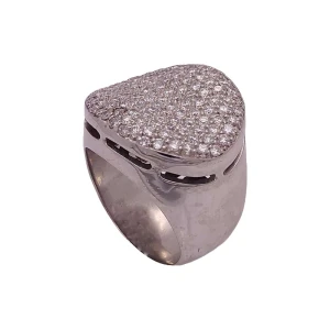 Anel Ouro Branco E Diamantes