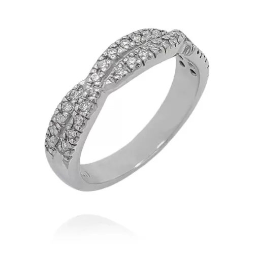 Anel Ouro Branco E Diamantes