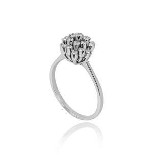 Anel Ouro Branco E Diamantes