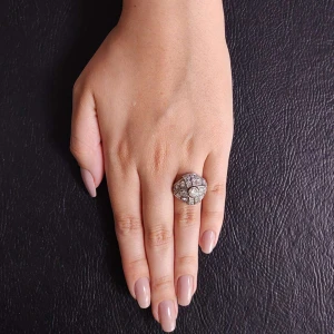 Anel Ouro Branco E Diamantes