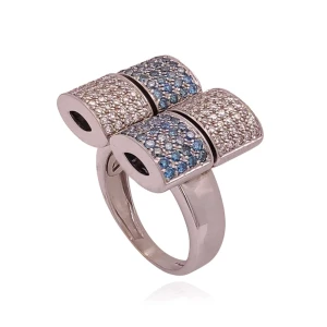 Anel Ouro Branco E Diamantes