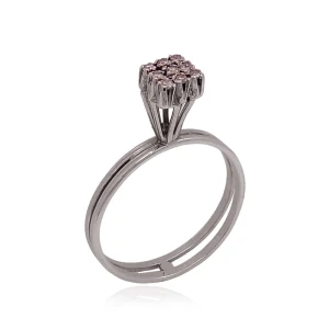 Anel Ouro Branco E Diamantes