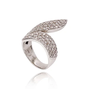 Anel Ouro Branco E Diamantes
