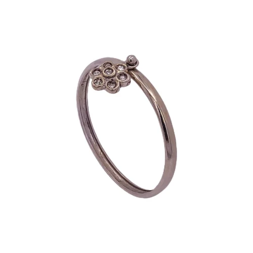 Anel Ouro Branco E Diamantes