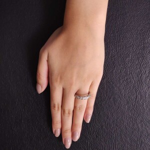 Anel Ouro Branco E Diamantes