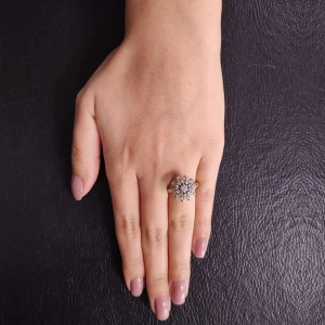 Anel Ouro Branco E Diamantes