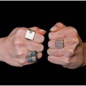 Anel Ouro Branco E Diamantes