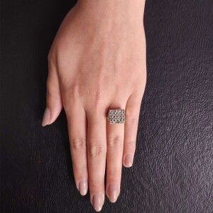 Anel Ouro Branco E Diamantes