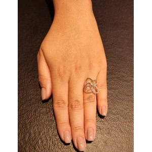 Anel Ouro Branco E Diamantes