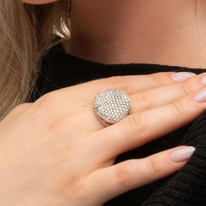 Anel Ouro Branco E Diamantes