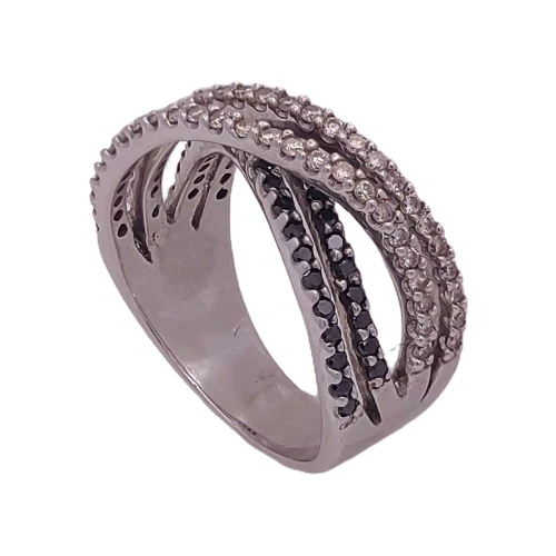 Anel Ouro Branco E Diamantes